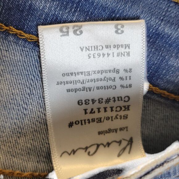 Kancan Womens Size 25 Blue Solid Distressed Skinny Jeans - Picture 3 of 12